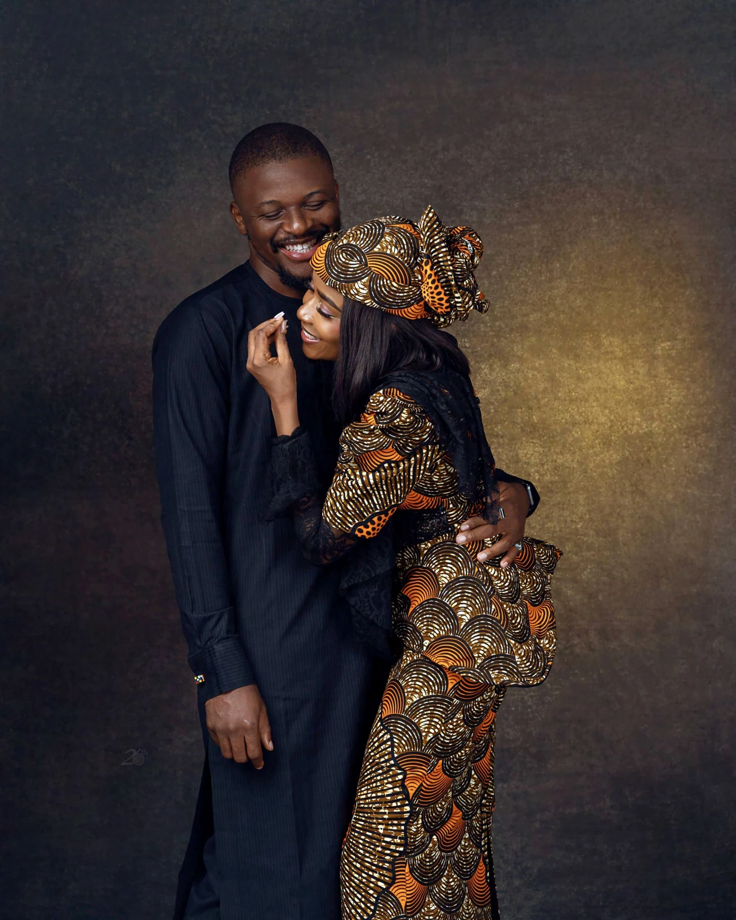 Couple in coordinated traditional dress