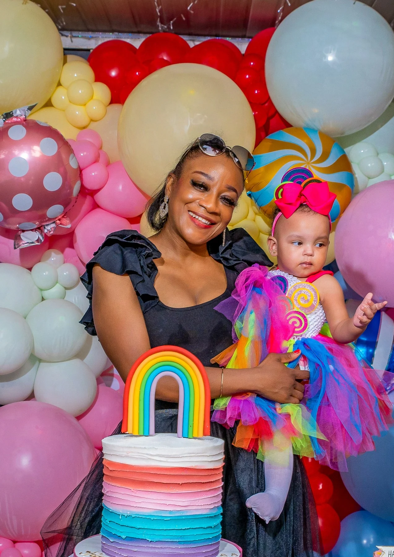 Mother and child at a first birthday party